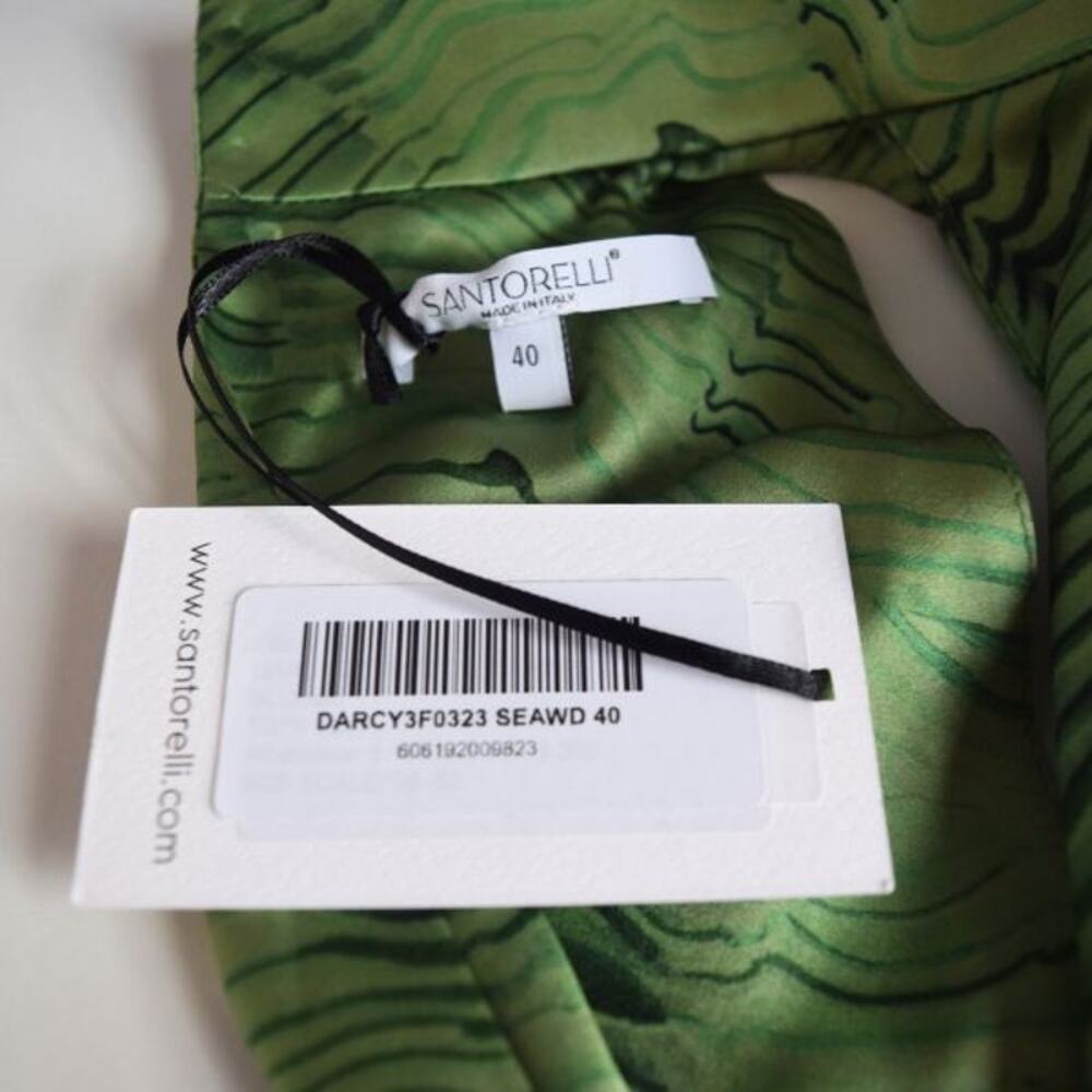 Santorelli silk sleeveless blouse green high neck Italy 40 size 4 NWT - Picture 6 of 11